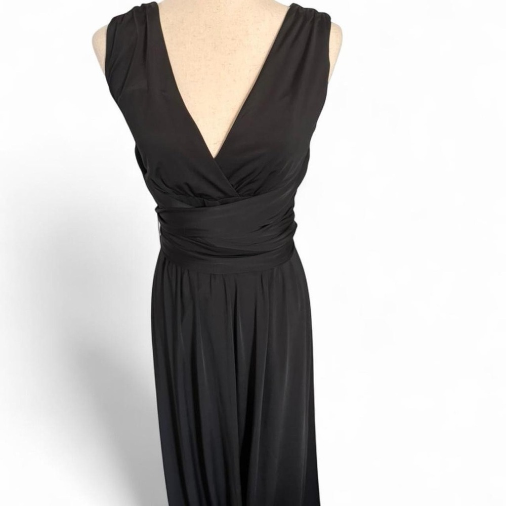 Black Sleeveless Maxi Gown Formal Event Minimalist Evening Dress Size 6 Gala 90s - Picture 8 of 13